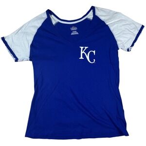 Majestic KC Royals Mike‎ Moustakas #8 Women's Size XL Jersey Style T-Shirt